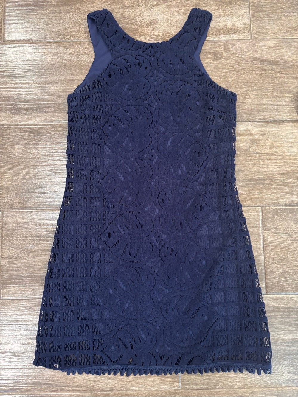 Lilly Pulitzer Mango Leaf Crochet Halter Mini Dress Sz XS Nautical Classy